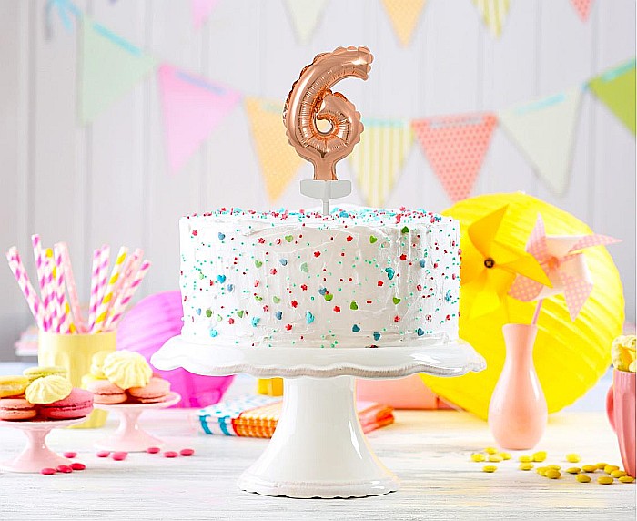 GOD BALON FOLIE ALUMINIU with stick, Number 6, rose-gold, 13cm BC-5RZ6 [2]