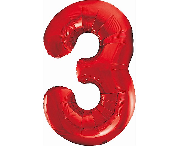GOD BALON FOLIE ALUMINIU Number 3, red, 85cm BC-HCW3 [1]