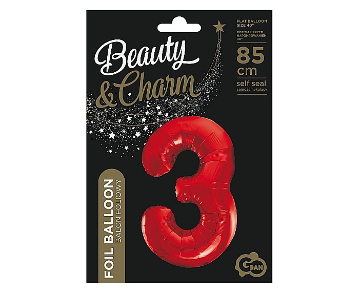 GOD BALON FOLIE ALUMINIU Number 3, red, 85cm BC-HCW3 [2]