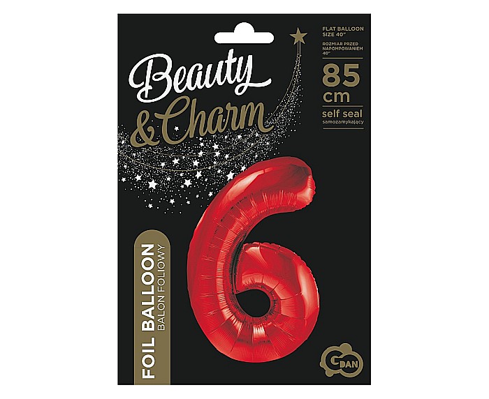 GOD BALON FOLIE ALUMINIU Number 6, red, 85cm BC-HCW6 [2]