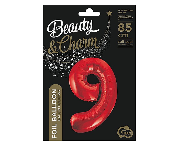 GOD BALON FOLIE ALUMINIU Number 9, red, 85cm BC-HCW9 [2]