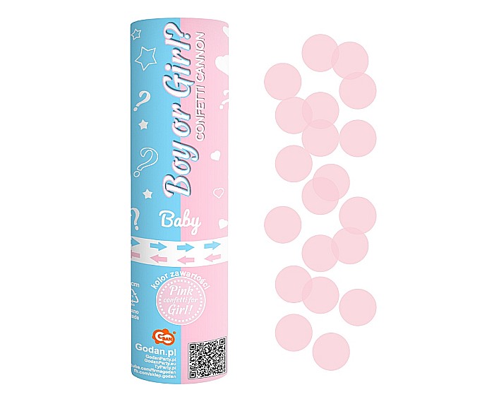 GOD CONFETTI cannon Boy or Girl, light pink paper circles, 15cm JC-KPGR15 [1]
