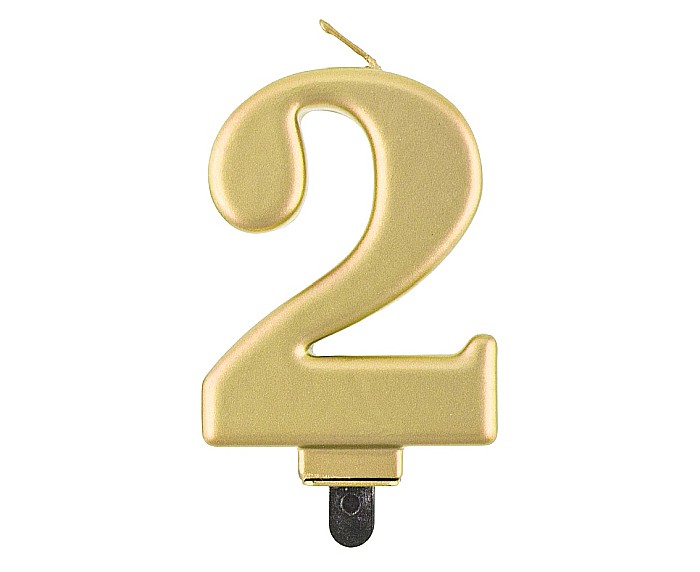 GOD LUMANARE TORT Number 2, metallic gold, 8cm PF-SCZ2 [1]