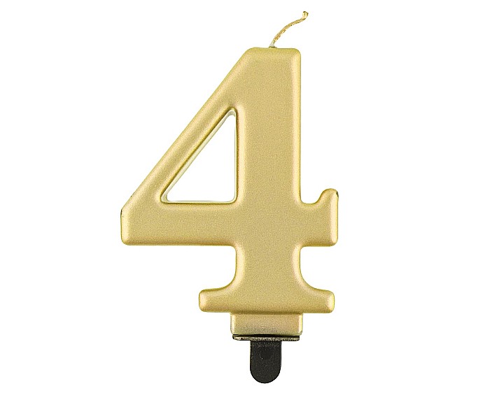 GOD LUMANARE TORT Number 4, metallic gold, 8cm PF-SCZ4 [1]