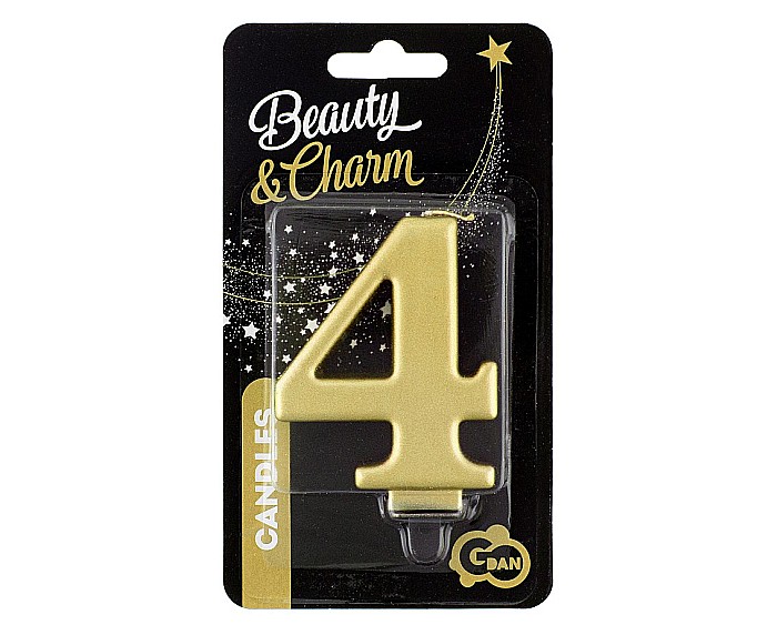 GOD LUMANARE TORT Number 4, metallic gold, 8cm PF-SCZ4 [2]