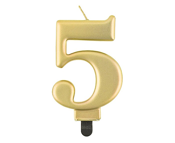 GOD LUMANARE TORT Number 5, metallic gold, 8cm PF-SCZ5 [1]