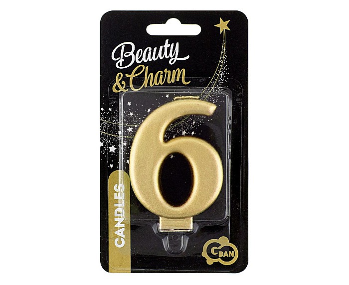 GOD LUMANARI TORT Number 6, metallic gold, 8cm PF-SCZ6 [2]