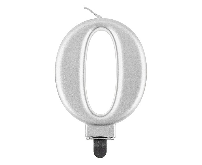 GOD LUMANARI TORT Number 0, metallic silver, 8cm PF-SCS0 [1]