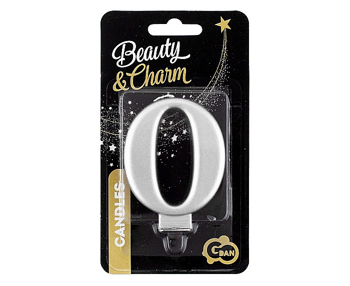 GOD LUMANARI TORT Number 0, metallic silver, 8cm PF-SCS0 [2]