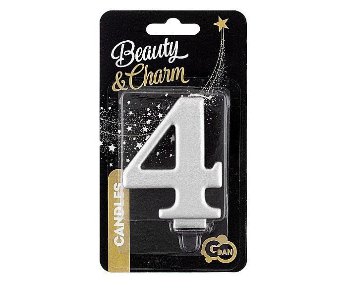 GOD LUMANARI TORT Number 4, metallic silver, 8cm PF-SCS4 [2]