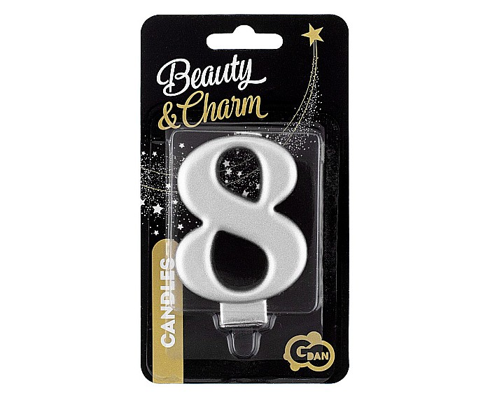 GOD LUMANARI TORT Number 8, metallic silver, 8cm PF-SCS8 [2]