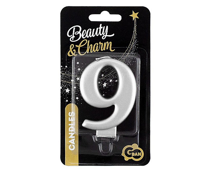 GOD LUMANARI TORT Number 9, metallic silver, 8cm PF-SCS9 [2]