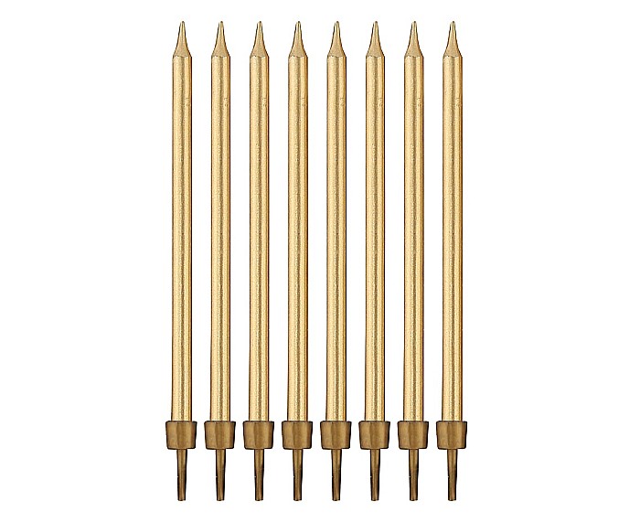 GOD LUMANARI TORT Birthday candles with holders, gold, 10cm, 8/set PF-SUZL [1]