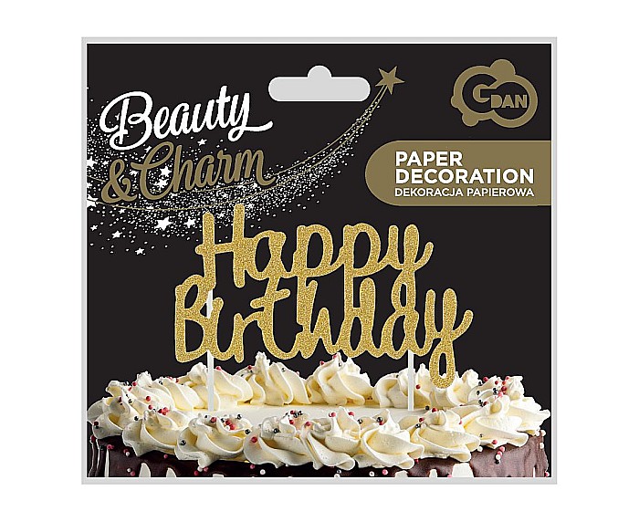 GOD DECORATIUNI PENTRU TORT Happy Birthday, gold, 11*14cm PF-DPHZ [2]
