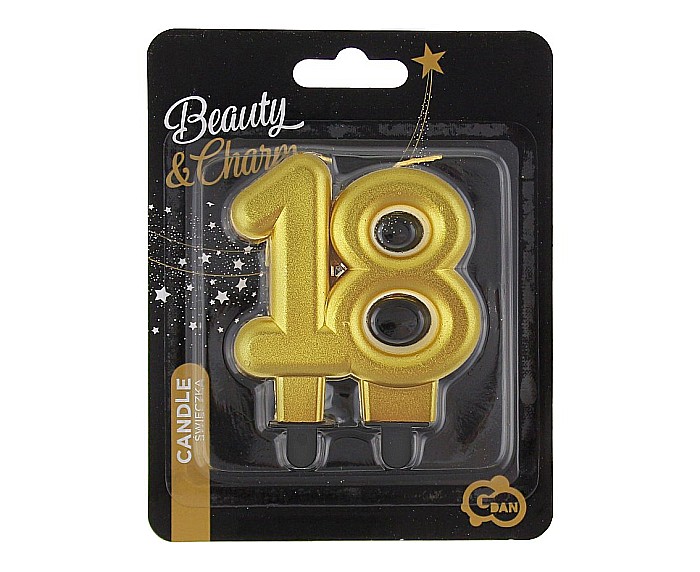 GOD LUMANARE TORT Number 18, metallic gold, 8cm PF-SCZ18 [2]