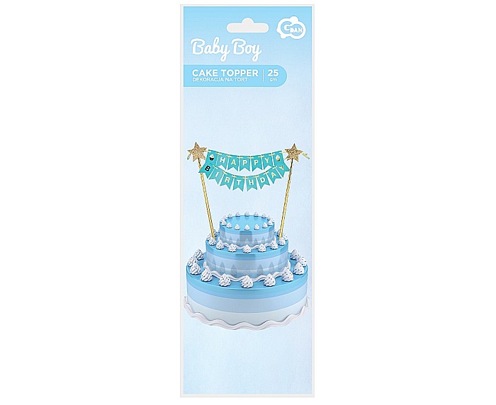 GOD DECORATIUNI PENTRU TORT Happy Birthday, light blue, 25cm QT-DHBN [2]
