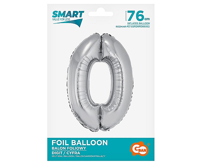 GOD BALON FOLIE ALUMINIU Smart, digit 0, 76cm, silver CH-SSR0 [2]