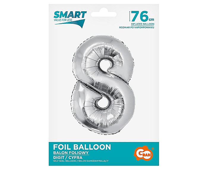 GOD BALON FOLIE ALUMINIU Smart, digit 8, 76cm, silver CH-SSR8 [2]