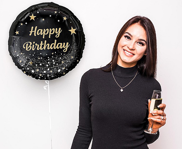 GOD BALON FOLIE ALUMINIU B&C Happy Birthday, black, 45cm FG-OHBC [1]