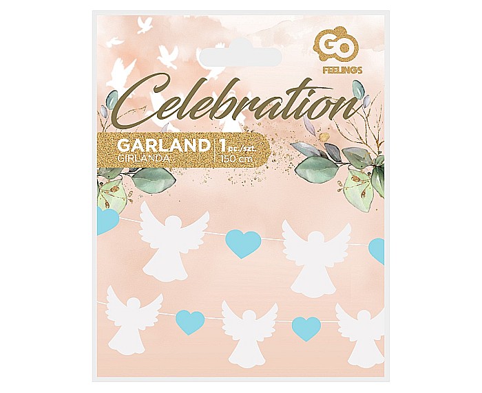 GOD GHIRLANDA DIN HARTIE Angels and Hearts, blue, 150cm 10*12/5*4cm PF-GPAN [2]