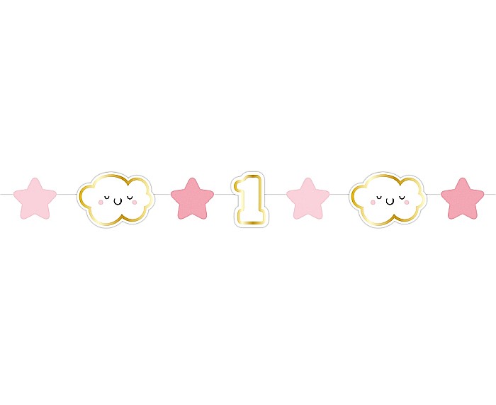 GOD MINI GHIRLANDA DIN HARTIE 1st Birthday, pink, 120cm, 8.4*6cm PF-GMRR [1]