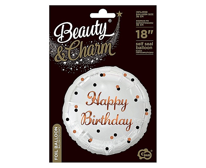 GOD BALON FOLIE ALUMINIU B&C Happy Birthday, white, rose-gold, 45cm FG-OHBB [2]