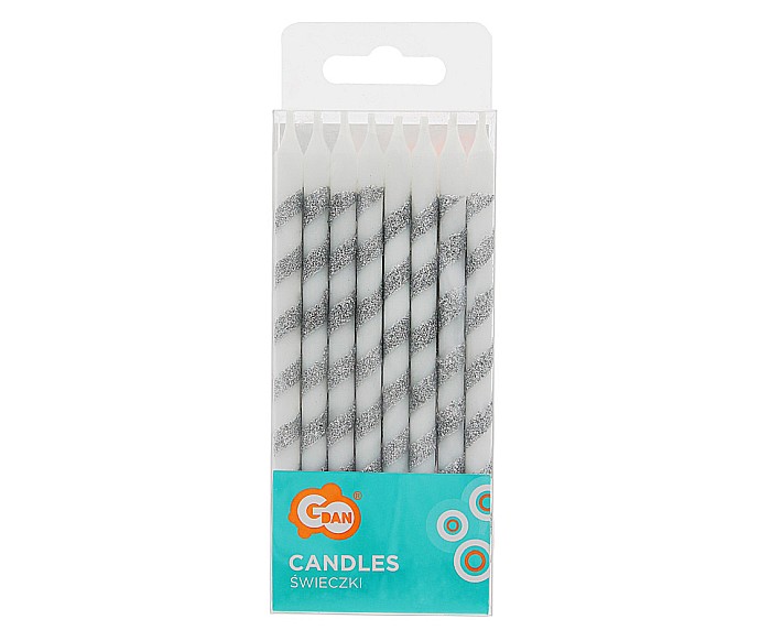 GOD LUMANARI TORT Birthday candles Twister, glitter silver, 12cm 16/set SF-TWBS [2]