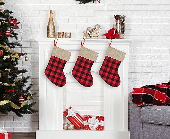 GOD DECORATIUNE CRACIUN SOSETA Red-White Chequered Pattern, 40.5cm NW-SSCK [2]