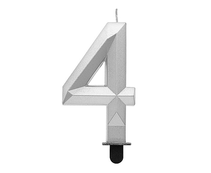 GOD LUMANARI TORT Number 4, metallic silver, 7.6cm PF-SDS4 [1]