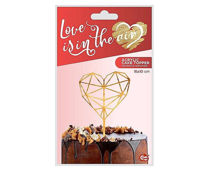 GOD DECORATIUNI PENTRU TORT Acrylic cake topper, Diamond Heart, gold, 16*10cm PF-DADH [3]