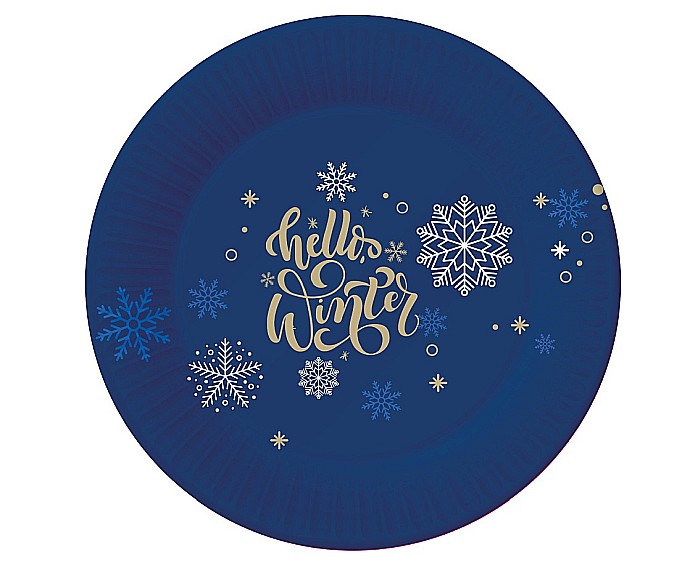 GOD FARFURII CARTON Navy Blue, snowflakes, 18cm 6/set PG-TNBS [1]