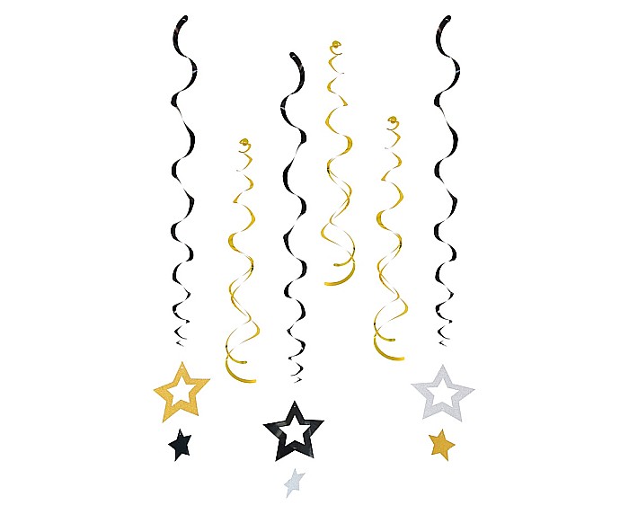 GOD DECORATIUNI SUSPENDATE DIN HARTIE B&C Stars, glitter, 6/set PF-DWGB [1]