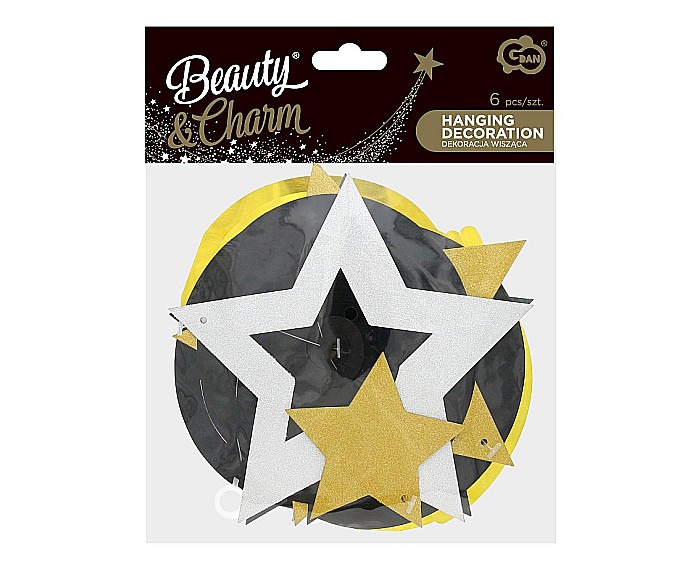 GOD DECORATIUNI SUSPENDATE DIN HARTIE B&C Stars, glitter, 6/set PF-DWGB [2]