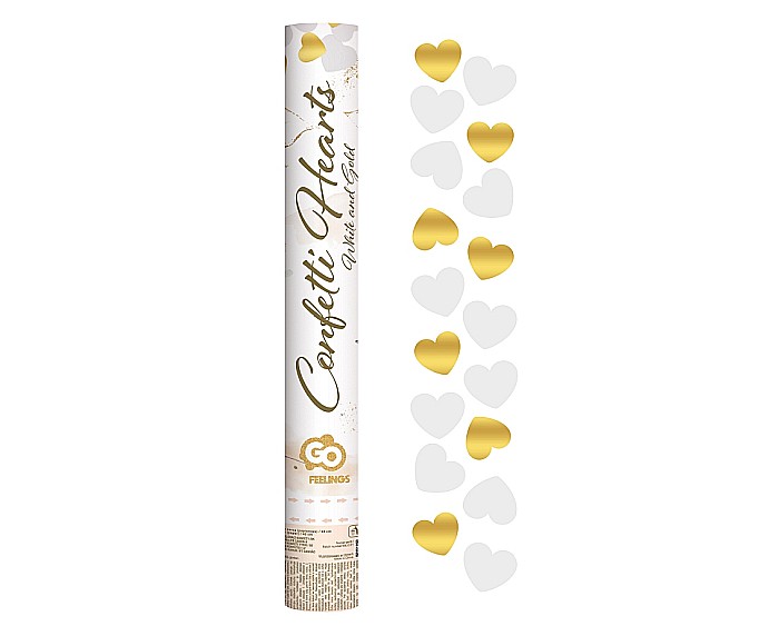 GOD CONFETTI Cannon Gold and White Hearts, 40cm KP-ZB40 [1]