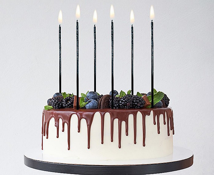 GOD LUMANARI TORT Ombre, blue glitter, 17cm 6/set 7C-SONB [2]