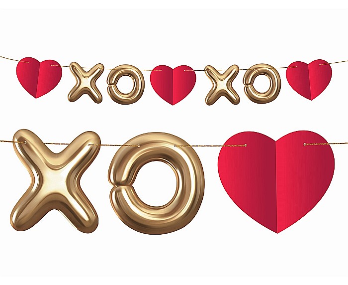 GOD GHIRLANDA DIN HARTIE XoXo, red-gold, 200cm RV-GPXO [2]