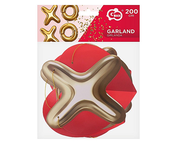 GOD GHIRLANDA DIN HARTIE XoXo, red-gold, 200cm RV-GPXO [4]