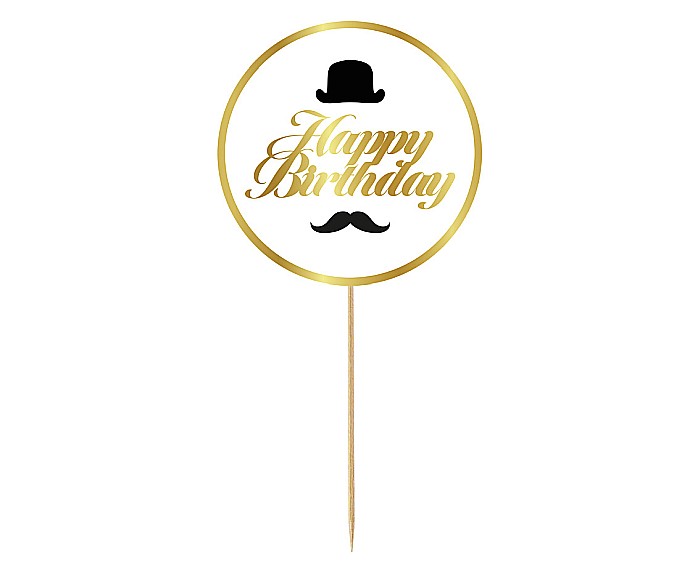 GOD DECORATIUNI PENTRU TORT B&G Party-Happy Birthday, hat and mustache, 10cm RV-DHBK [1]