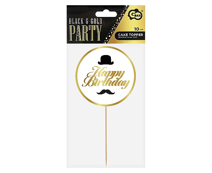 GOD DECORATIUNI PENTRU TORT B&G Party-Happy Birthday, hat and mustache, 10cm RV-DHBK [2]