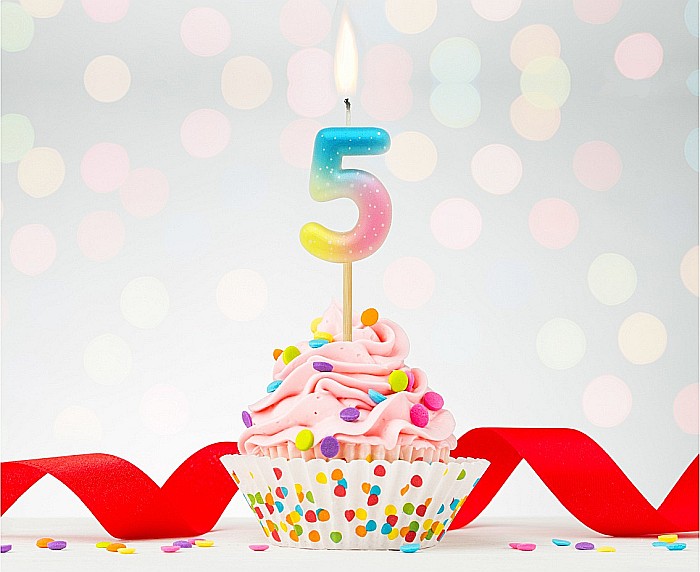 GOD LUMANARI TORT Number 5, pastel ombre, 4.5cm SF-POP5 [1]