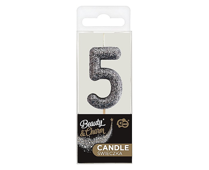 GOD LUMANARI TORT B&C Number 5, glitter black, 11.5cm BH-SPC5 [3]
