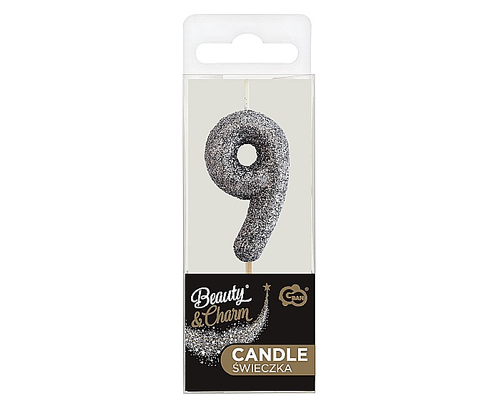 GOD LUMANARI TORT B&C Number 9, glitter black, 11.5cm BH-SPC9 [3]