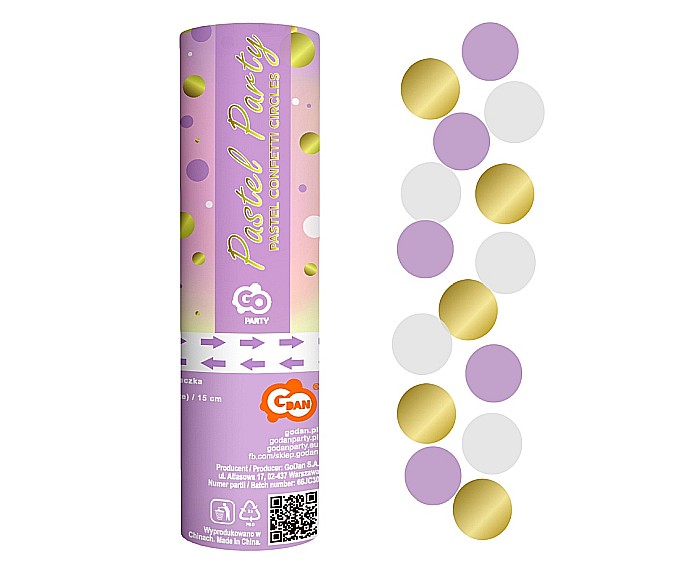 GOD CONFETTI Confetti Cannon Circles, gold-lilac-white, 15cm JC-KPKL15 [1]