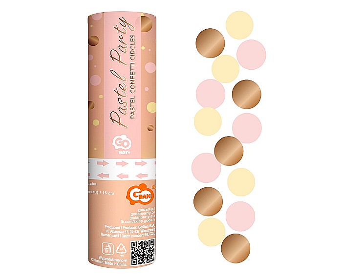 GOD CONFETTI Confetti Cannon B&C Circles, rose-gold, ecru, 15cm JC-KPKR15 [1]