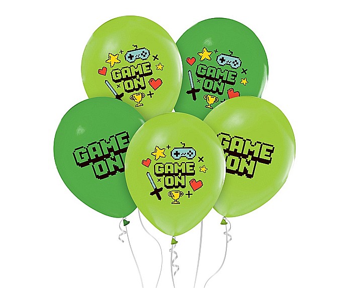 GOD BALOANE LATEX Balloons Game On, 30cm, green 5/set GZ-GAMO [1]