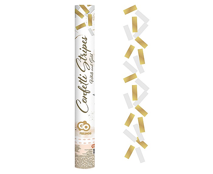 GOD CONFETTI Confetti cannon B&C, gold and white stripes, 40cm KP-ZBPP [1]