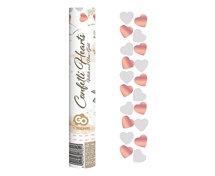 GOD CONFETTI Confetti cannon Hearts, rose-gold and white, 30cm KP-SRZB [1]