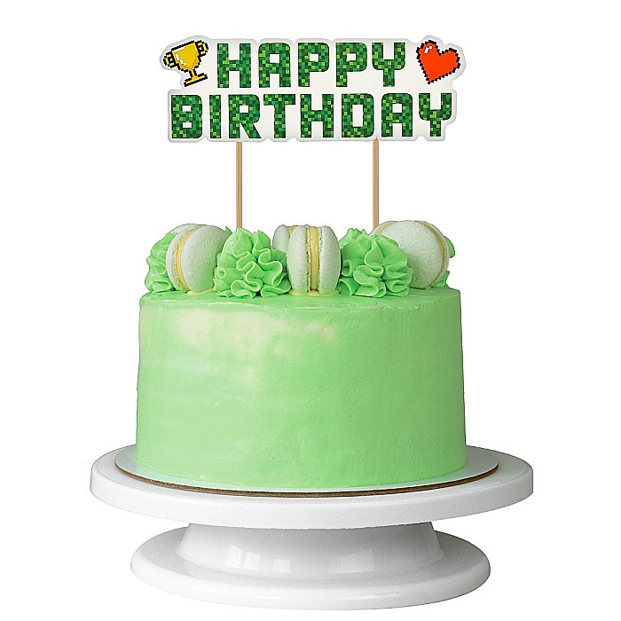 GOD DECORATIUNI DIN LEMN PENTRU TORT Game On - Happy Birthday, 14.5cm PF-DTGH [2]