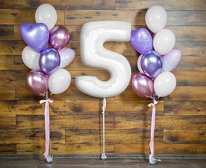 GOD BALON FOLIE ALUMINIU B&C Number 5, white, 92cm CH-B9B5 [2]