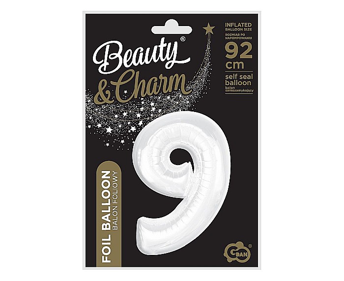 GOD BALON FOLIE ALUMINIU B&C Number 9, white, 92cm CH-B9B9 [3]
